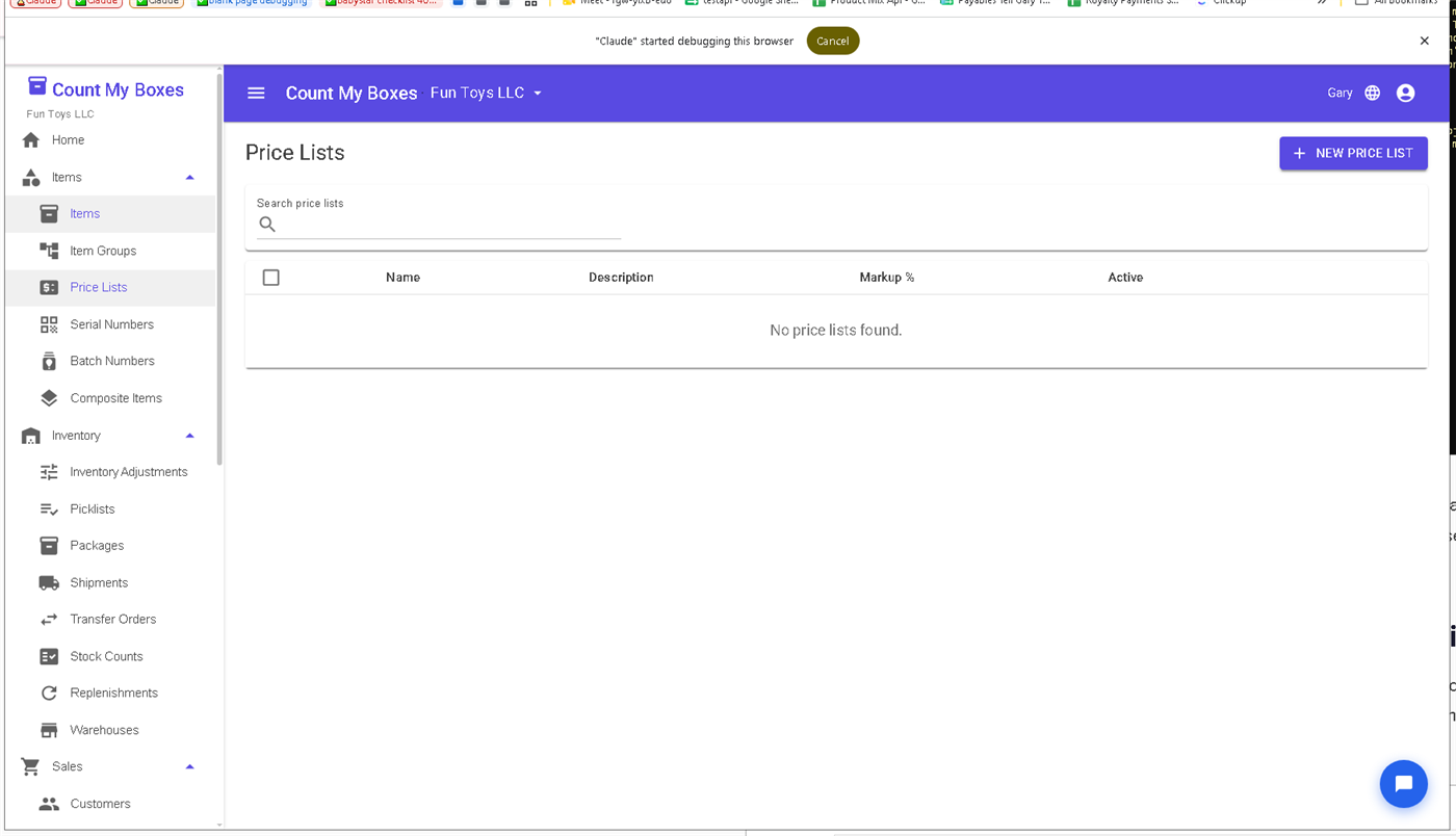 Price lists showing per-customer pricing rules