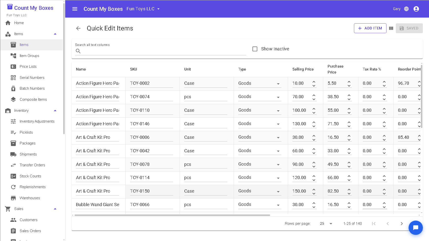 Edit hundreds of items in a spreadsheet-style grid instead of one form at a time.